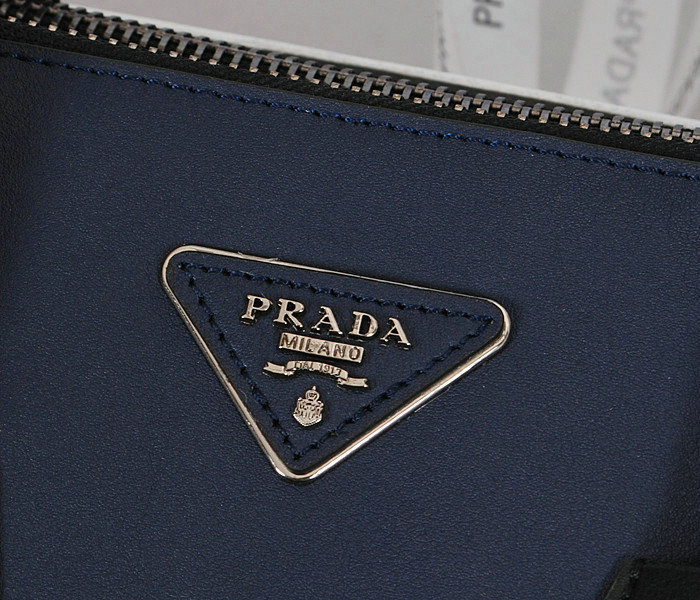 2014 Prada original leather tote bag BN2625 royalblue&black